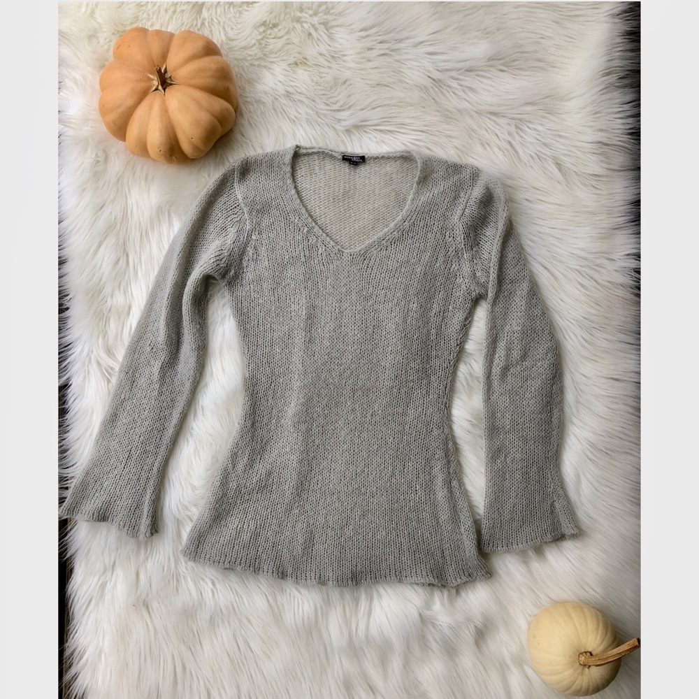 Soft light grey bell-sleeve sweater